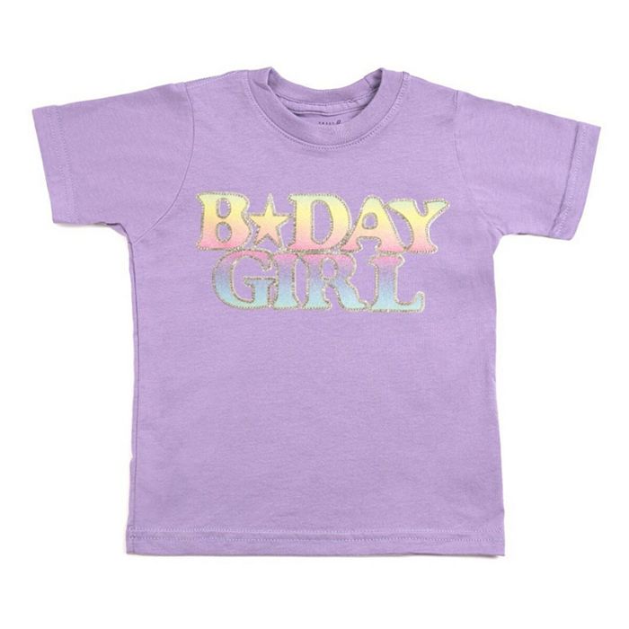 

Детская футболка с коротким рукавом "Pastel Rainbow BDay Girl" с нашивкой - для малышей и детей постарше Sweet Wink, фиолетовый