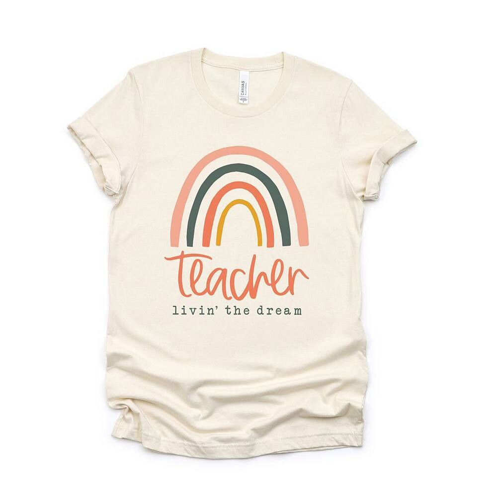

Футболка с короткими рукавами и рисунком радуги Teacher Livin' The Dream Simply Sage Market, цвет Cream