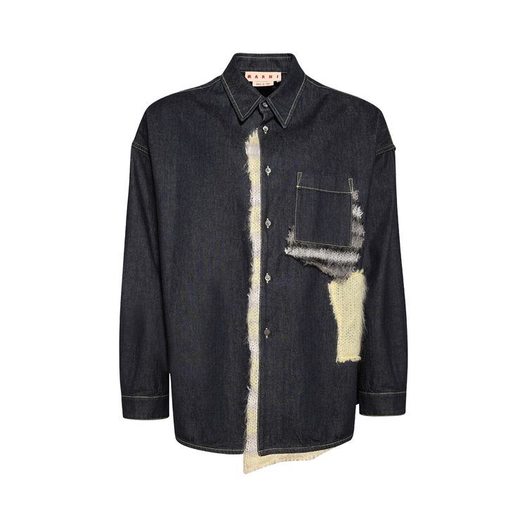

Рубашка Marni Raw Knit Denim Shirt 'Blue/Black', синий