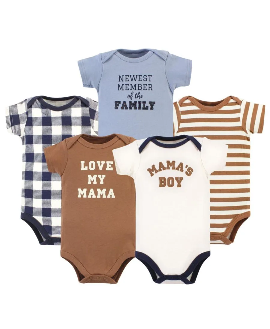 Комплект из 5 хлопковых боди Essential Hudson Baby, коричневый темно-синий mamas boy 5-pack