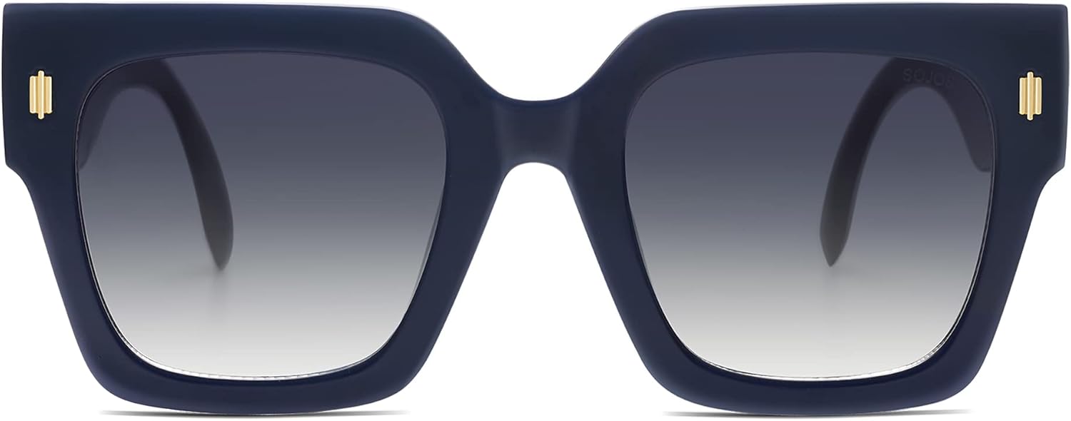 

Винтажные большие квадратные солнцезащитные очки SOJOS для женщин, ретро-очки большого размера класса люкс для женщин с защитой от УФ-излучения UV400 SJ2194, Milky Navy Frame/Milky Red Lens