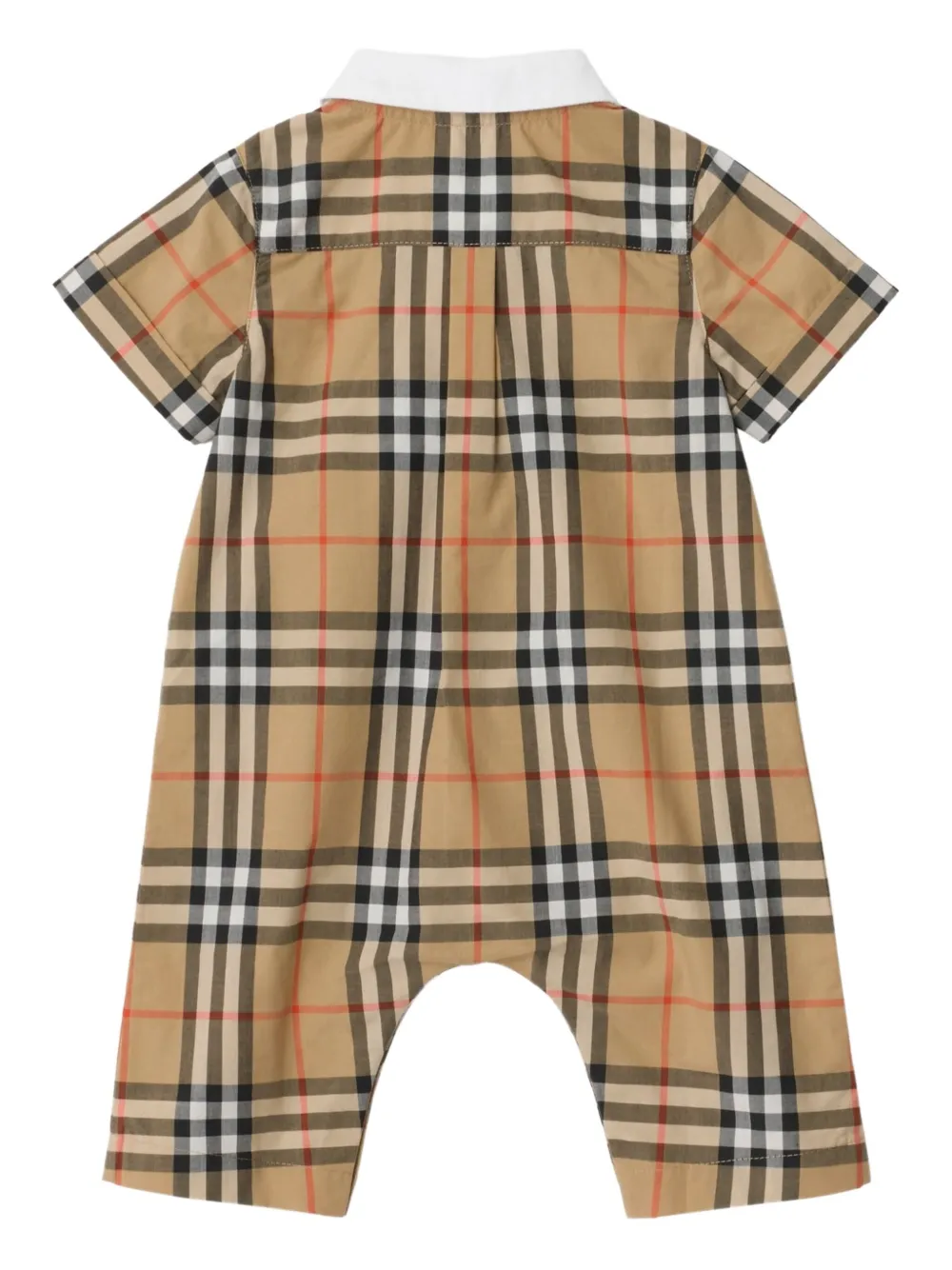 Комбинезон с карманом и клетчатым узором Burberry Kids, бежевый — фото 2