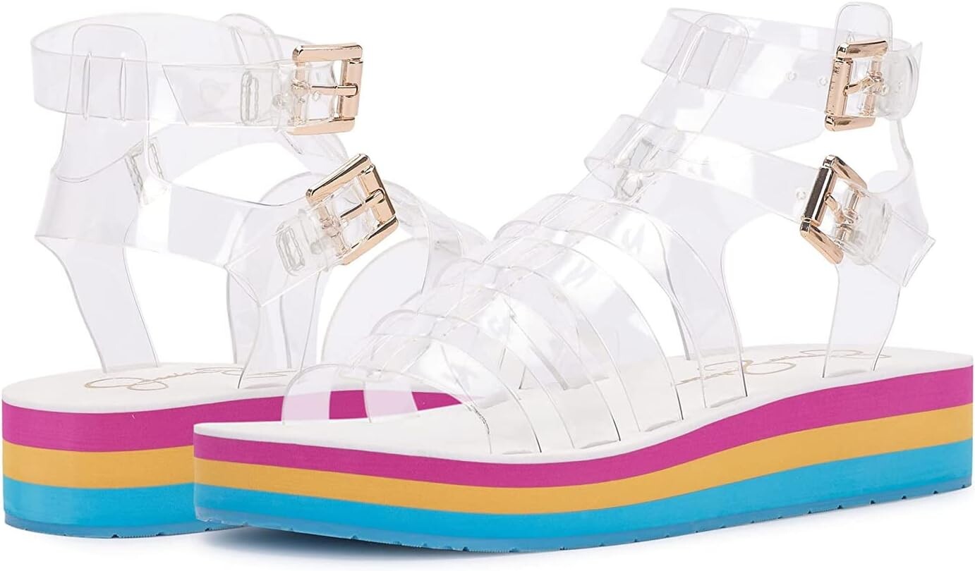 

Сандалии на плоской подошве Bimala Jessica Simpson, цвет Clear/Pink Combo