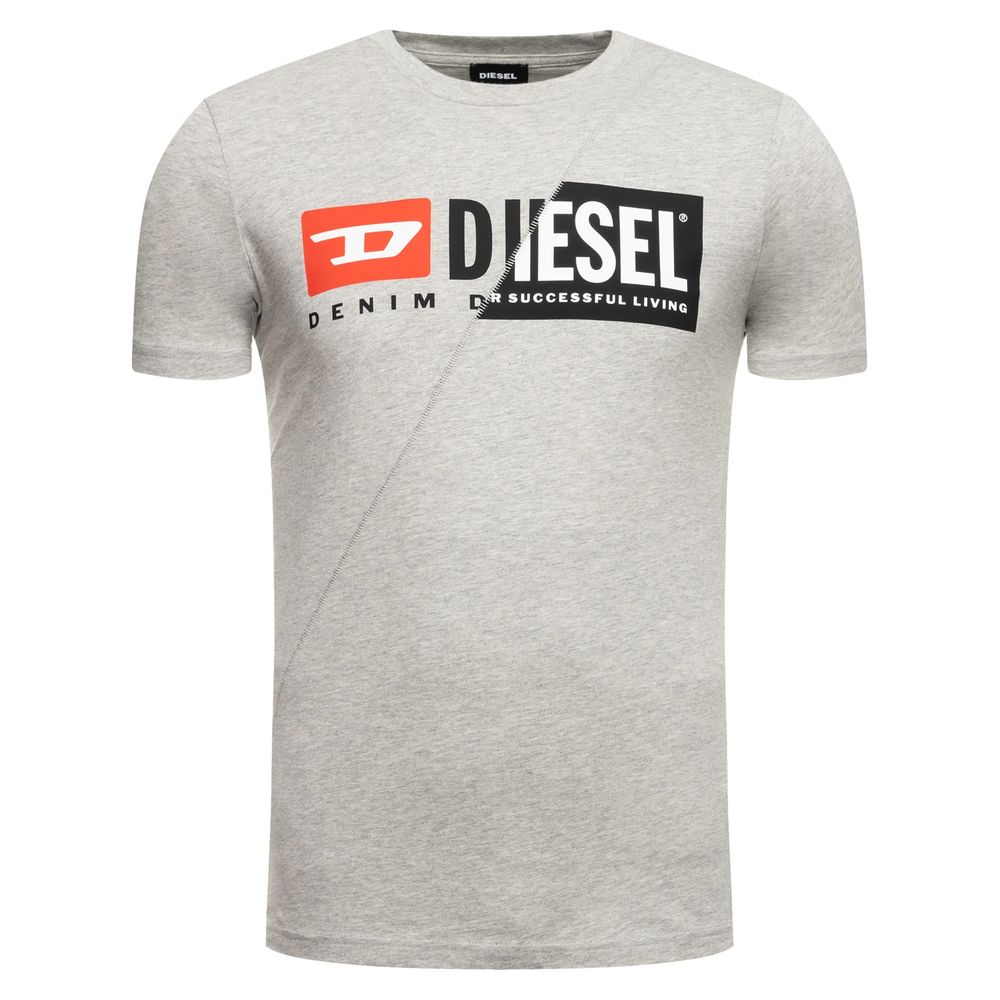 

Элегантная серая футболка с круглым вырезом и логотипом Diesel