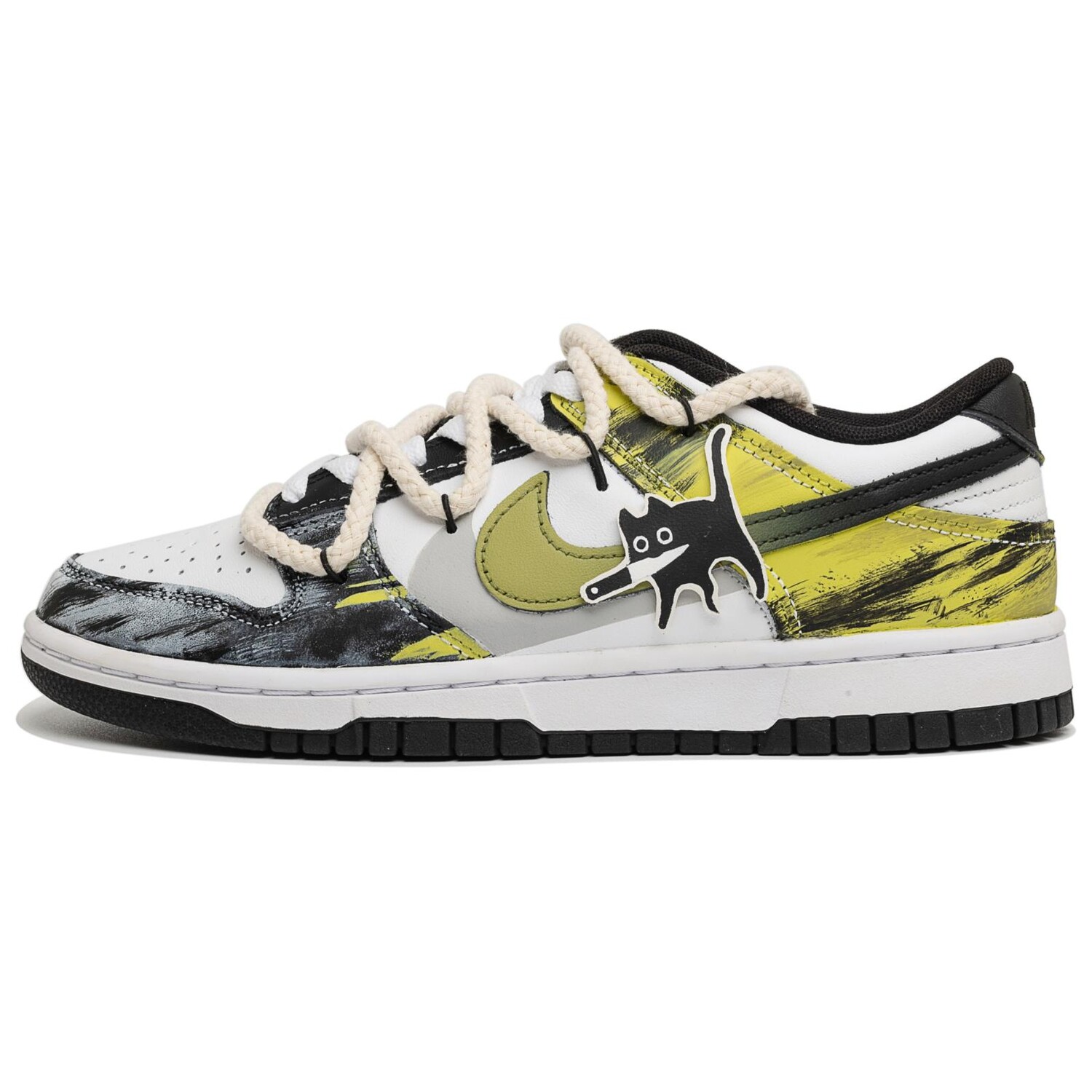 

Кроссовки Nike Dunk Skateboarding Shoes Men Low-top Black/yellow, черный