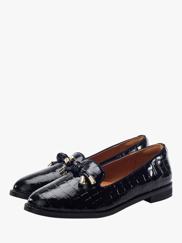 Fillipa Patent Mocc Croc Loafers с узлом и кисточкой Moda in Pelle, Black — фото 2