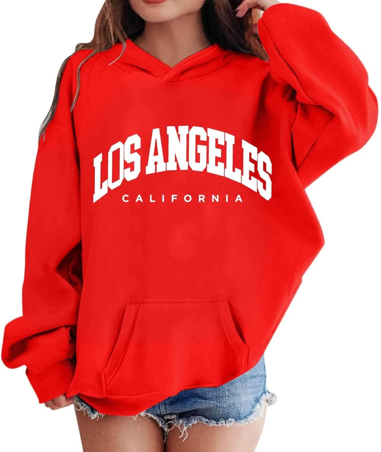 Худи оверсайз с принтом California, девочкам, Z01 Red
