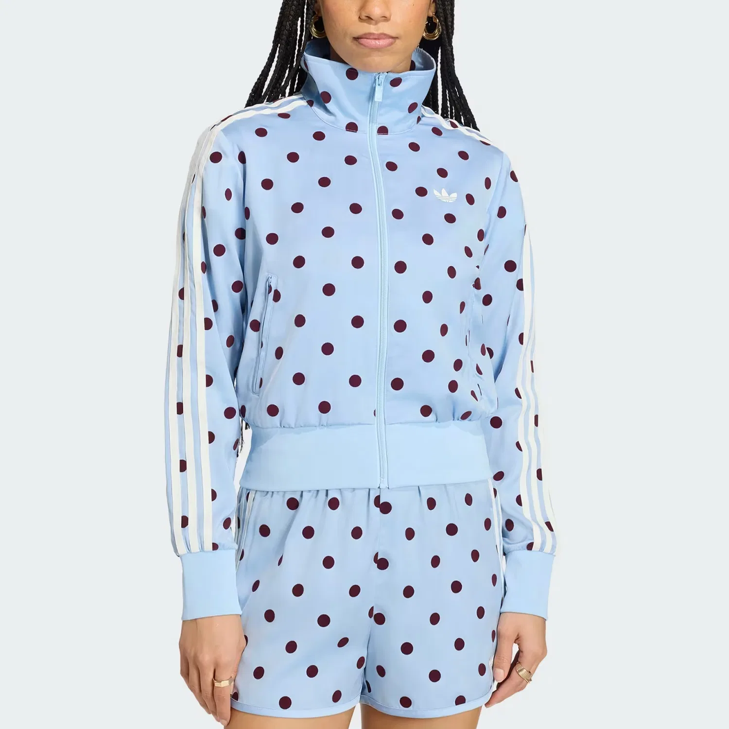 Куртка женская SATIN POLKA DOTS TT TRACK TOP Adidas Originals, Sky Blue — фото 3
