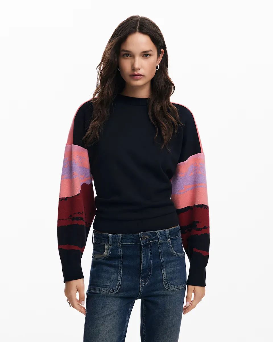 

Женский свитшот с пейзажем заката Desigual, чёрный