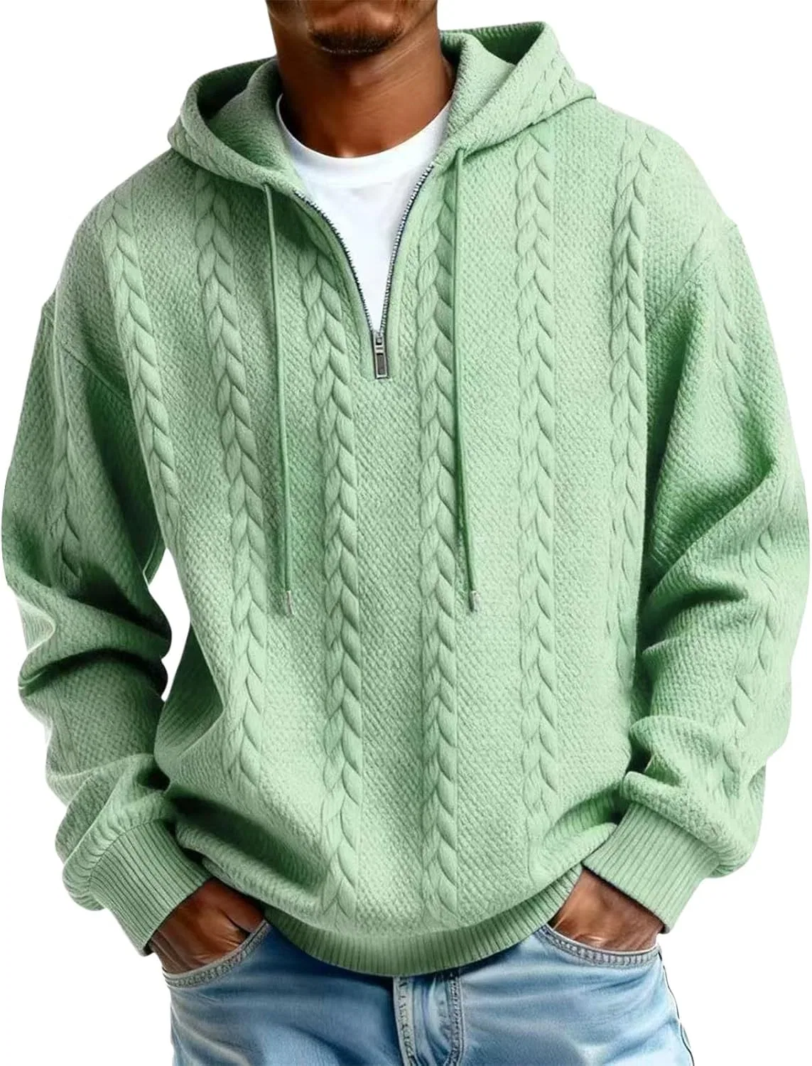 Мужская кофта с капюшоном, джерси, Light Green