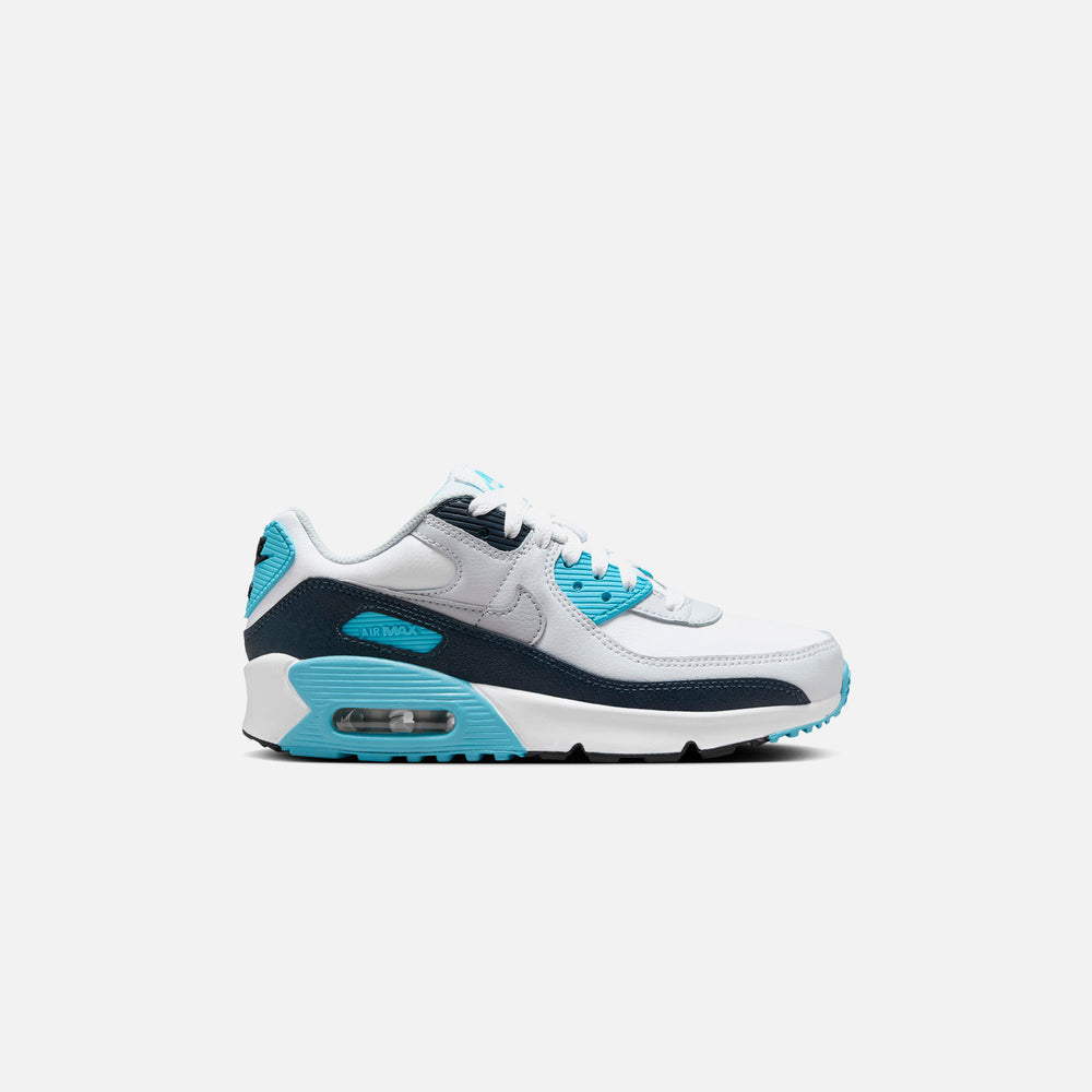 

Кроссовки Nike GS Air Max 90, цвет White/Wolf Grey/Baltic Blue/Armory Navy