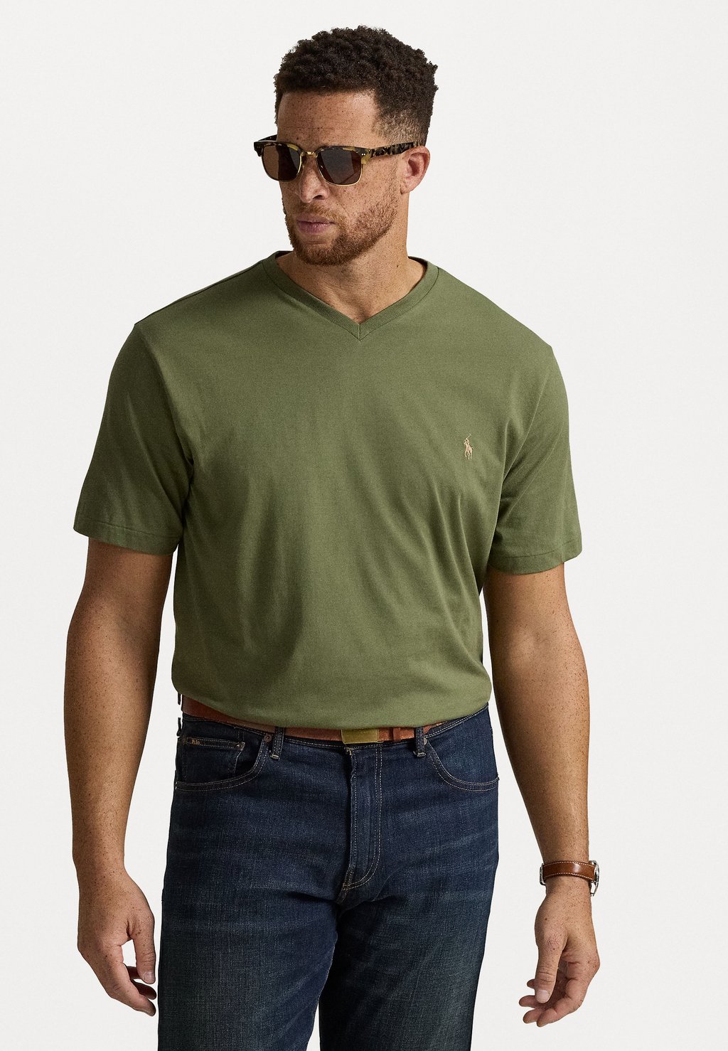 

Базовая футболка JERSEY V NECK T-SHIRT Polo Ralph Lauren Big & Tall, оливковый