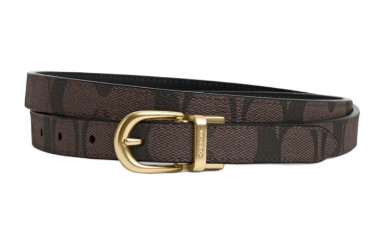 

Кожаный ремень унисекс с пряжкой в виде значка логотипа, серый, ширина 1,8 см COACH