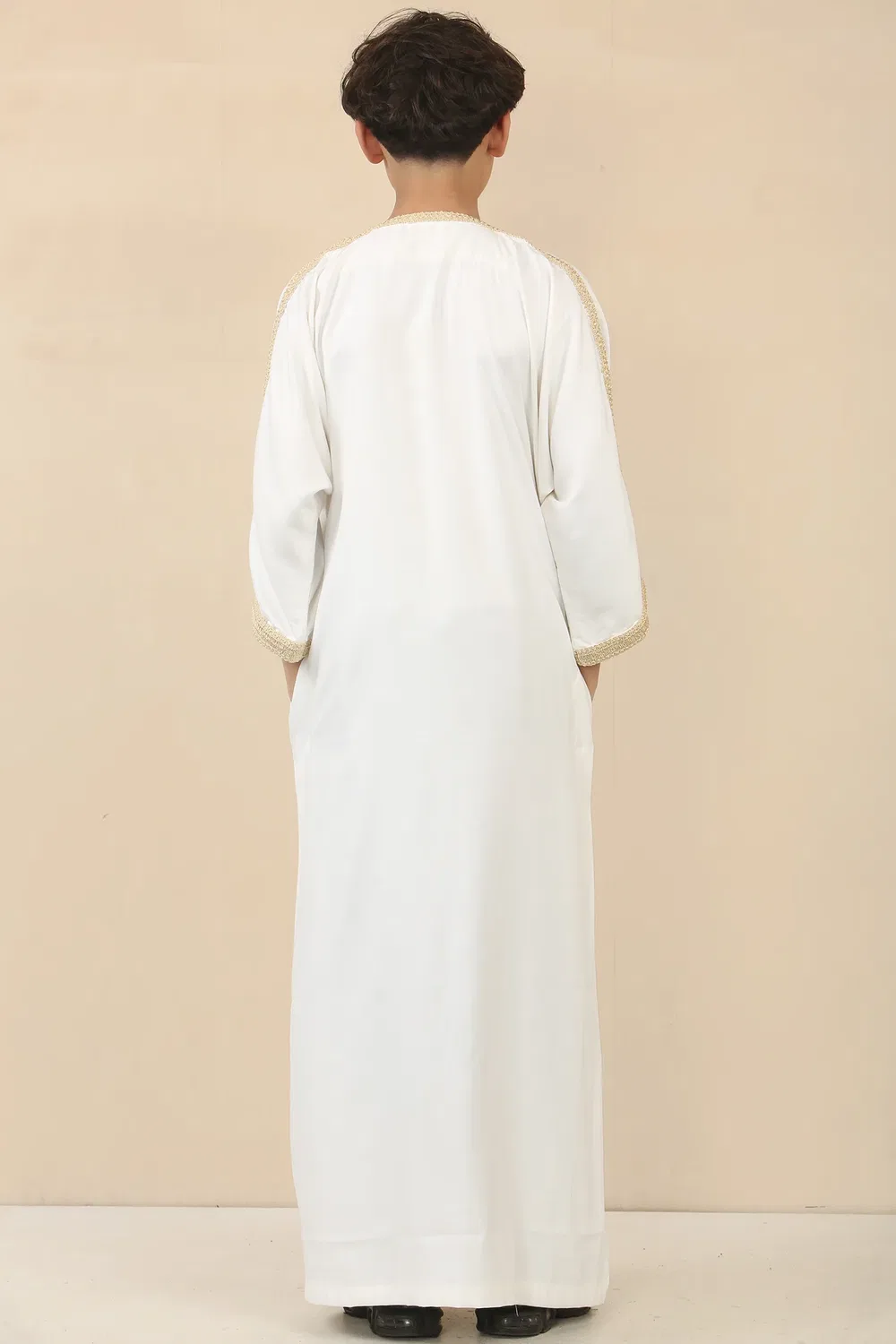 Arabic Thobes Детский белый марокканский халат для мальчиков Тобе Джубба Ид Джеллаба Гандура — фото 3