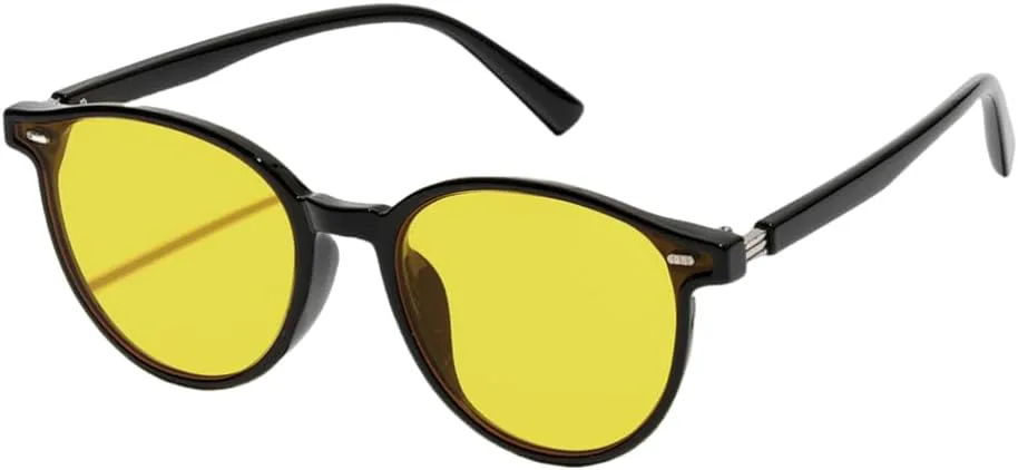 

Роскошные черные круглые солнцезащитные очки в модном стиле с тонкой оправой, ретро-очки с защитой от УФ-излучения UV400 для женщин и мужчин SZVVBKK, C3 Black Yellow