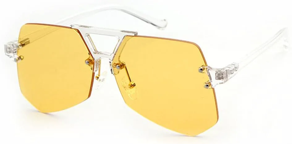 

Винтажные геометрические солнцезащитные очки без оправы для мужчин, роскошные ретро-солнцезащитные очки для женщин, очки с прозрачными линзами LVTFCO, C6 Yellow