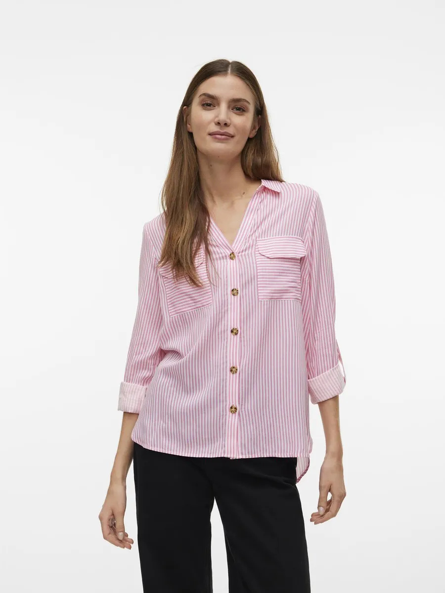 

Блуза-рубашка Vero Moda "VMBUMPY L/S SHIRT NEW WVN GA NOOS", розовый