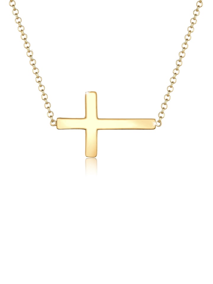 

Elli Колье с крестом из серебра 925 пробы в золотой оправе