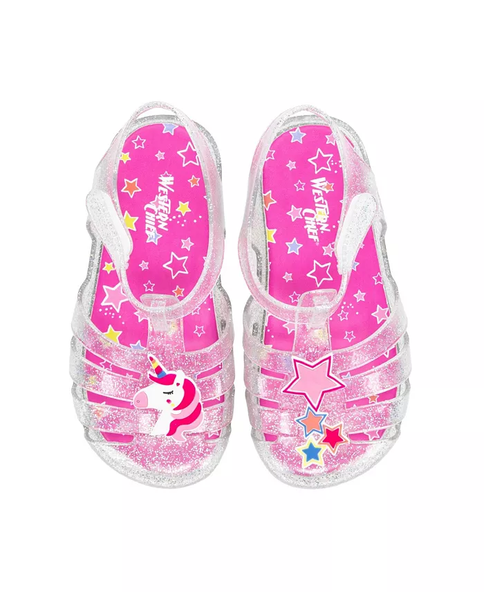 Детские светящиеся сандалии Wonder Everglitter Unicorn Western Chief, серебряный — фото 4