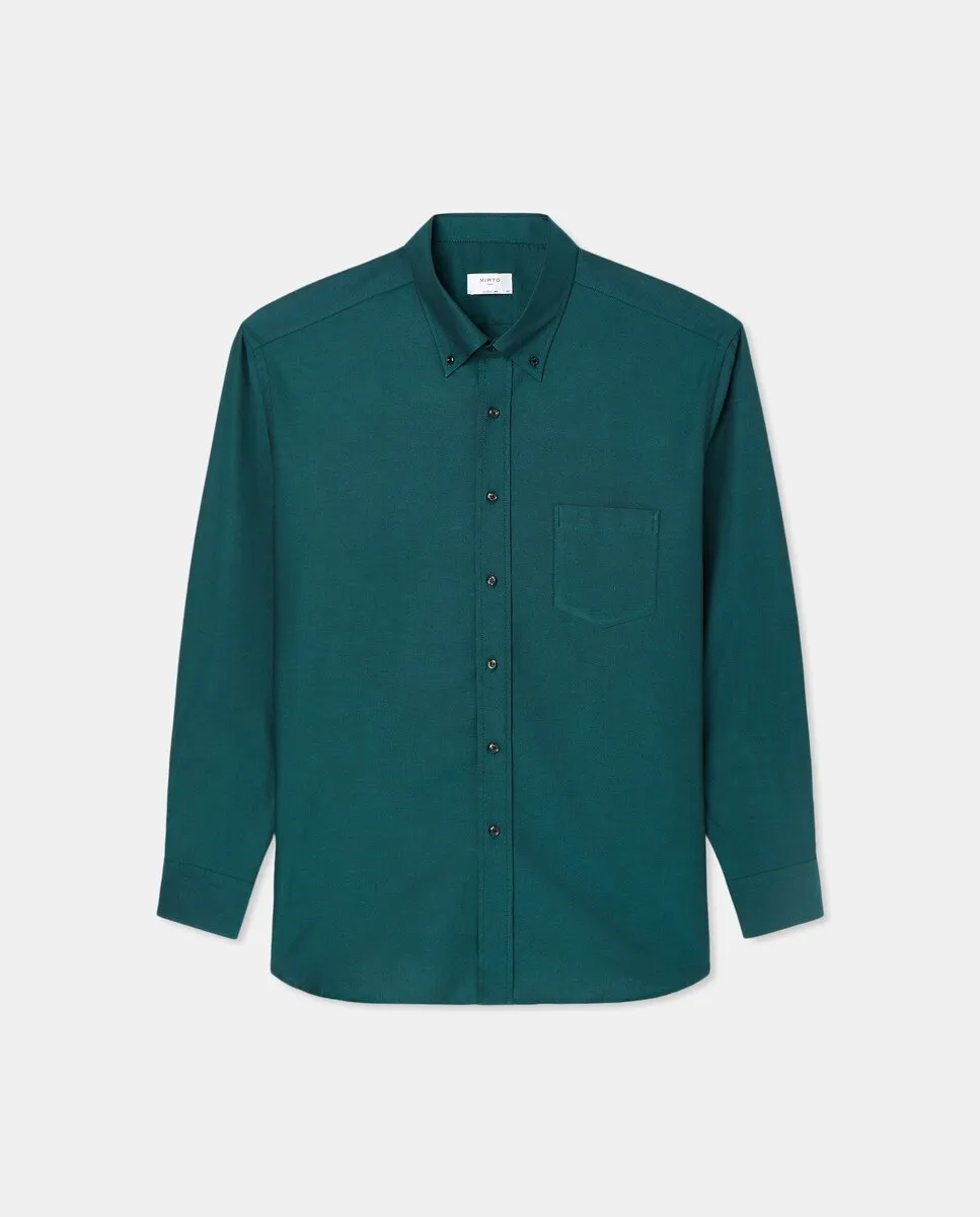 

Мужская повседневная однотонная рубашка с длинными рукавами больших размеров Mirto, темно-зеленый