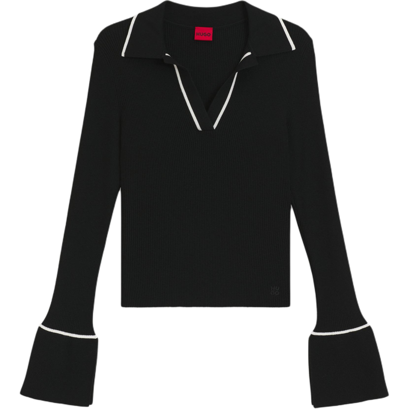 

HUGO BOSS Трикотажная женская водолазка черная с воротником-поло