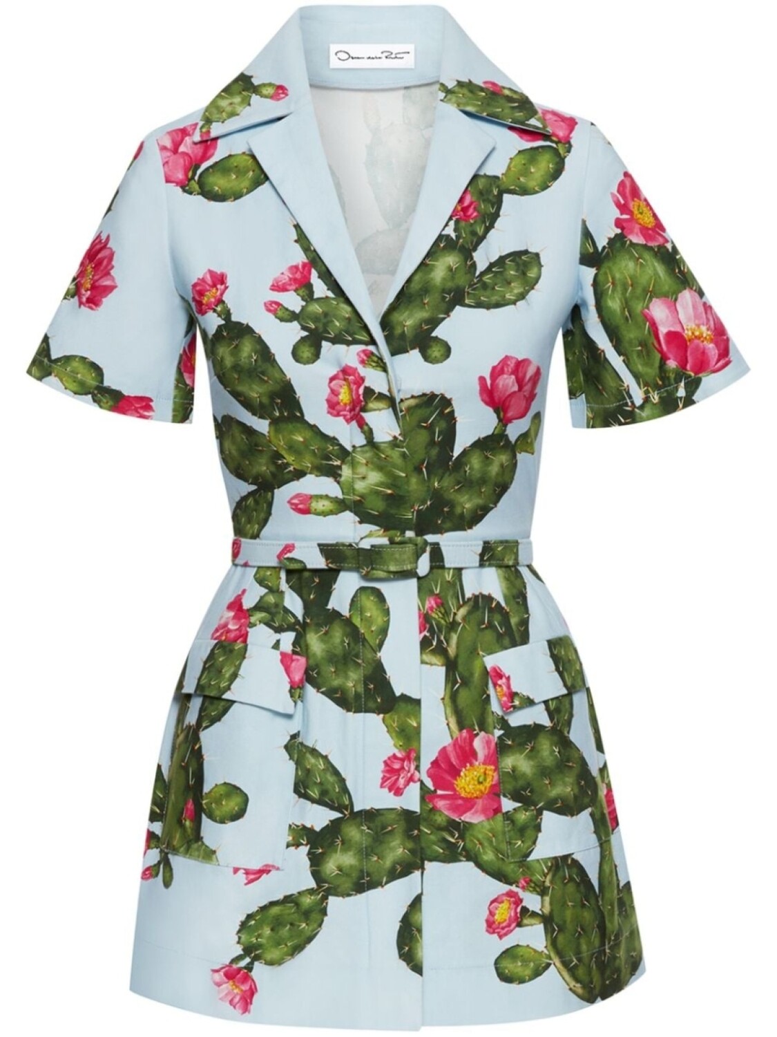 

Oscar de la Renta платье мини Cactus Tree с поясом, синий