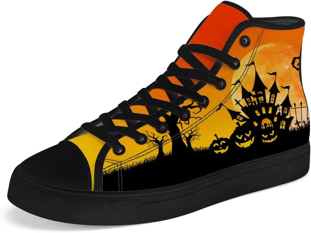 

Мужские и женские высокие кеды на Хэллоуин chebing, высокие сникерсы на шнуровке, повседневная обувь, оранжевый