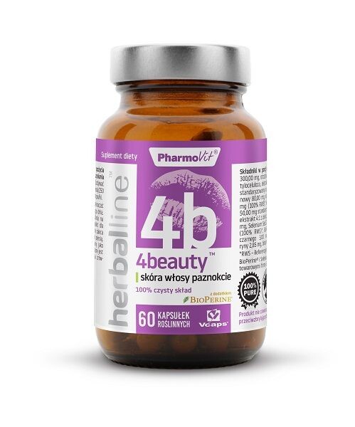 

Подготовка волос, кожи и ногтей Pharmovit 4Beauty Włosy, Skóra, Paznokcie, 60 шт