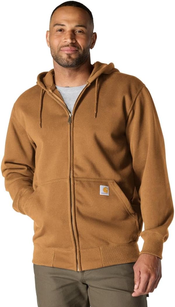 

Толстовка Carhartt с капюшоном и молнией спереди, модель Paxton, утепленная, с технологией Rain Defender, для высоких мужчин, Carhartt Brown
