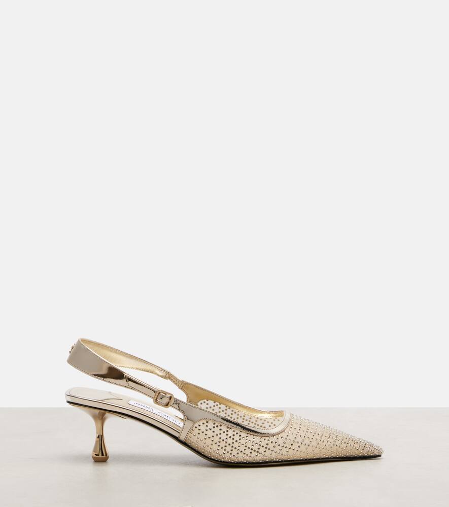 Амел 50 декорированные сетчатые лодочки на шпильке с ремешком Jimmy Choo, Gold/Gold — фото 4