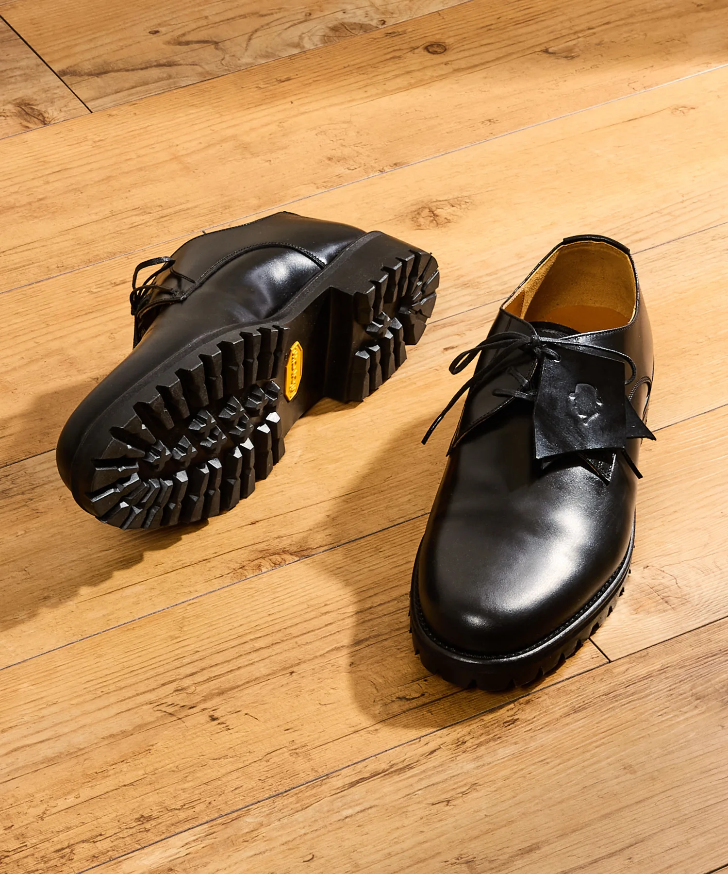 Мужские офицерские ботинки из натуральной кожи Vibram Tomo & Co Officer Shoes TMTKS-S-0054 черные
