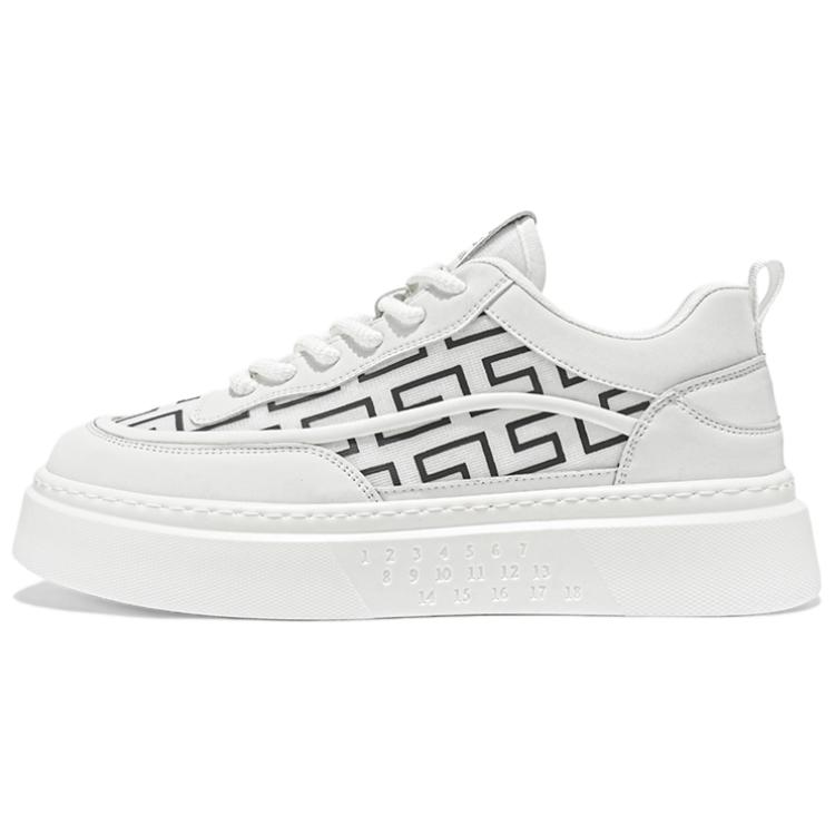 

Мужские низкие кроссовки для скейтбординга с амортизацией, износостойкие, дышащие, увеличивающие рост Wooden Rabbit, White Black