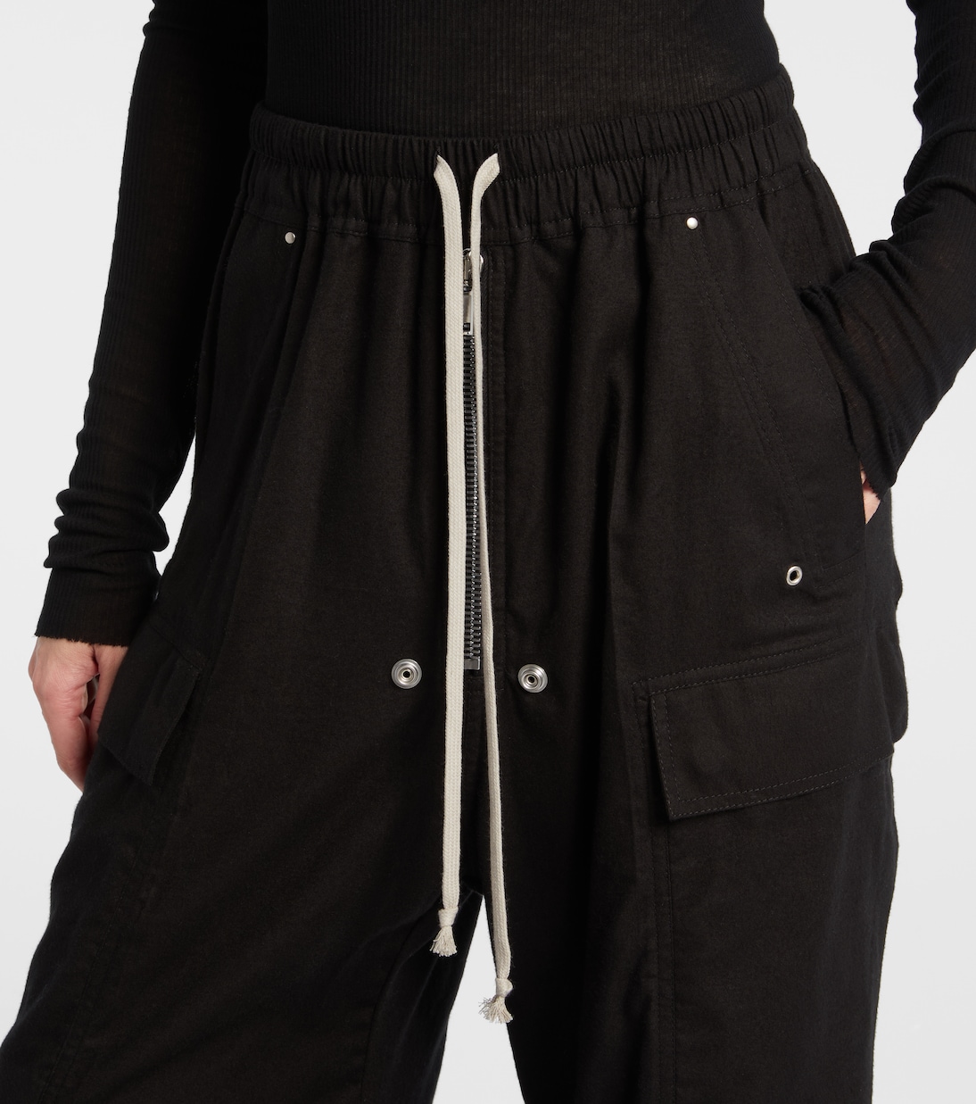 Брюки-карго Belas из хлопка и шерсти Rick Owens, черный — фото 4