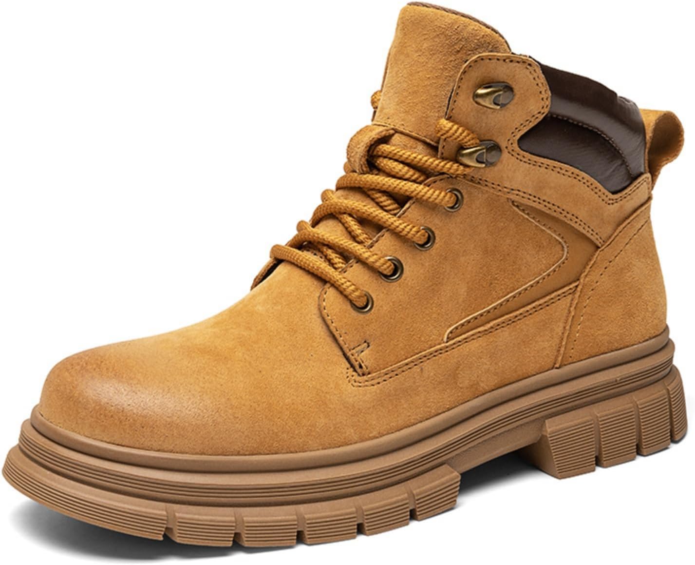 

Мужские высокие ботинки на шнуровке из натуральной кожи с массивной подошвой, удобные, легкие, противоскользящие, для прогулок, работы, активного отдыха, походов и повседневной носки, ботинки типа Чукка Yrzhgdl, желтый