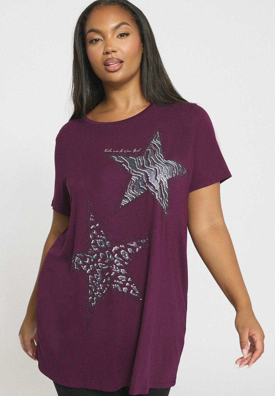 

Футболка Yours Clothing STAR , Purple/Mauve, Розовый, Футболка Yours Clothing STAR , Purple/Mauve