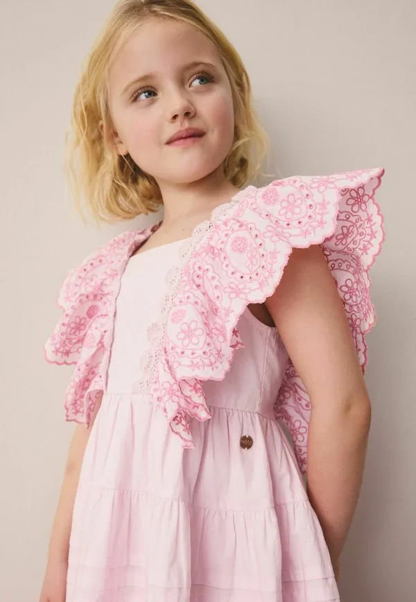 Платье повседневное, прямого кроя, с вышивкой, многоярусное Laura Ashley, Pink — фото 3