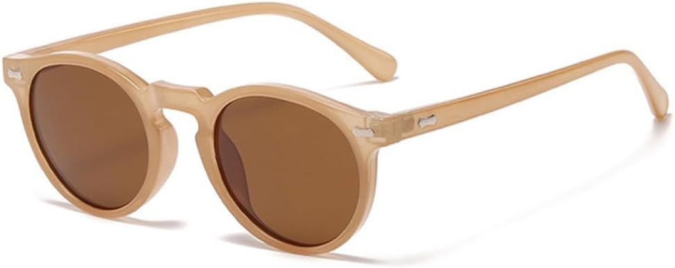 

Ретро круглые поляризованные солнцезащитные очки для женщин, модные очки с заклепками, защита от УФ-излучения UV400, панк-очки темно-зеленого цвета MTZJH, Jelly Tea Tea