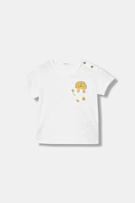Футболка детская с животным принтом United Colors of Benetton, белый