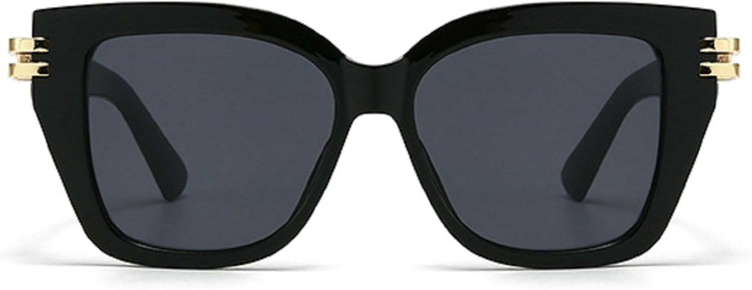 

Большие классические квадратные солнцезащитные очки для женщин 2024 года, роскошные винтажные модные солнцезащитные очки «кошачий глаз» для женщин, ретро-очки, защита от ультрафиолета UV400 mincl, Black