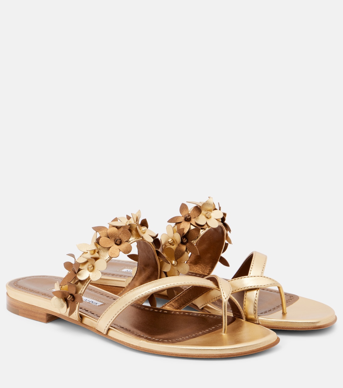 Fiosa сандалии из металлизированной кожи Manolo Blahnik, 7103 Gold