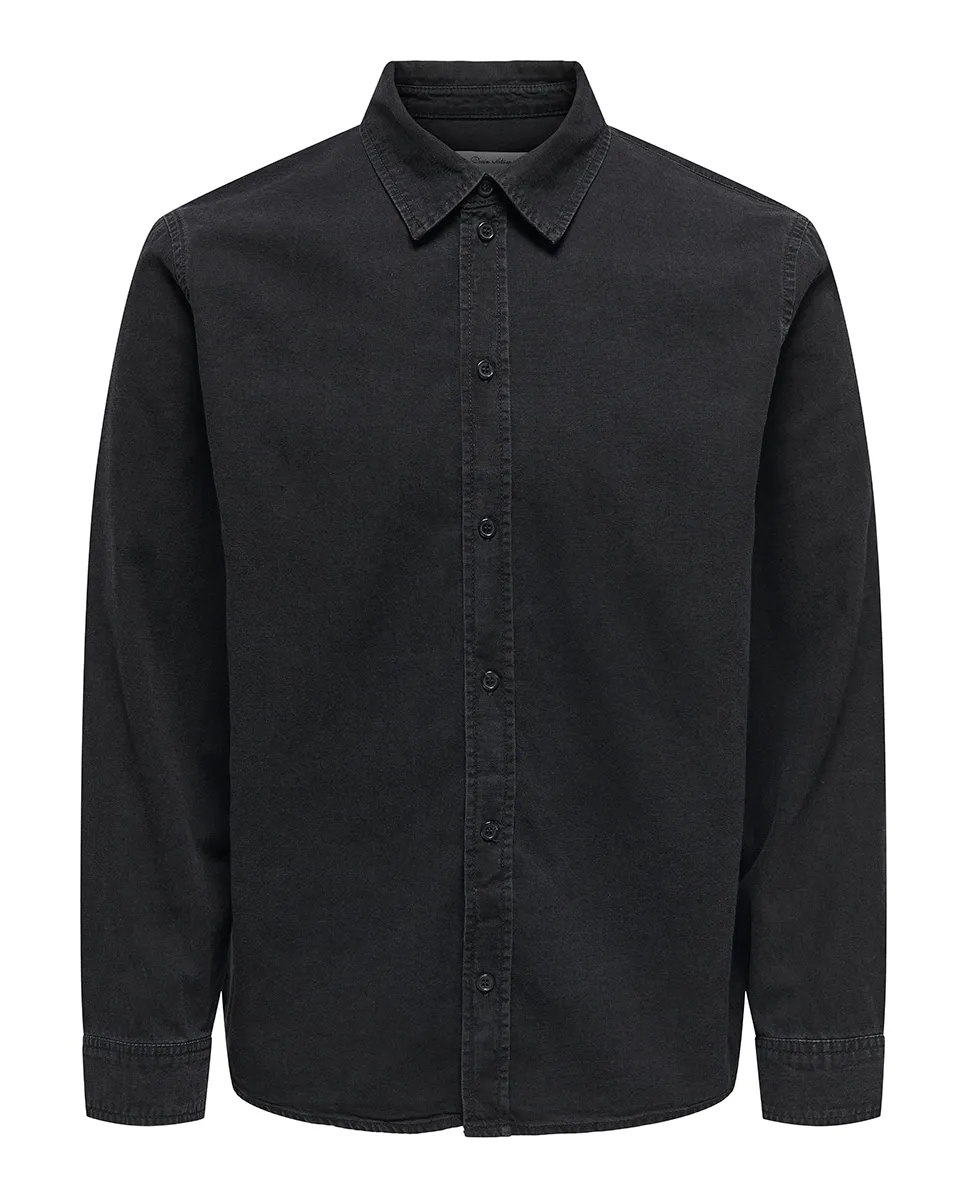 

Мужская джинсовая рубашка с длинным рукавом, обычного кроя Only & Sons, черный