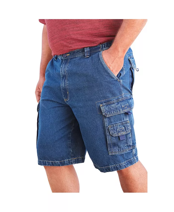 

Большие и высокие от KingSize 12" джинсовые шорты карго с боковой эластичной вставкой Boulder Creek, загар/бежевый