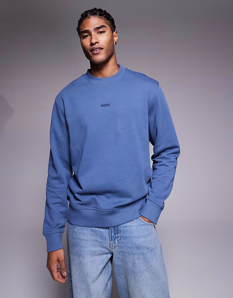 

Толстовка свободного кроя с центральным логотипом WeSmallcrew темно-синего цвета Boss Orange