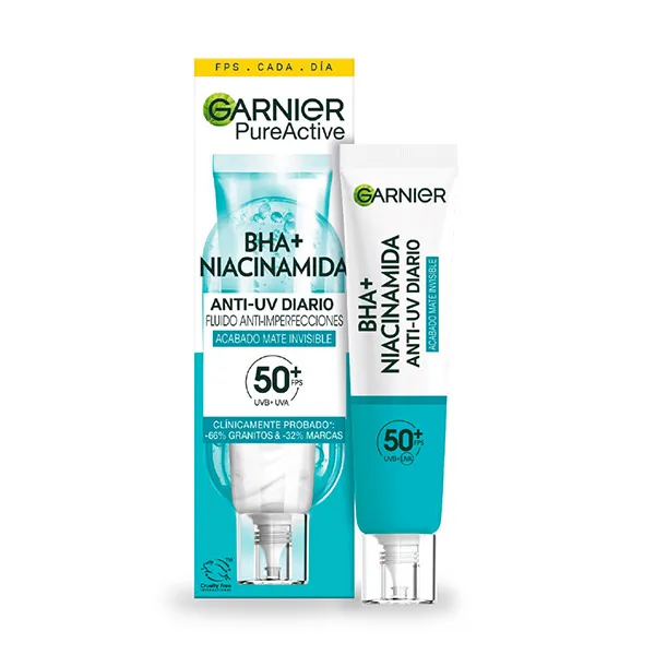 

Флюид против прыщей Spf 50+ Bha + Niacinamida Garnier, 30 ml
