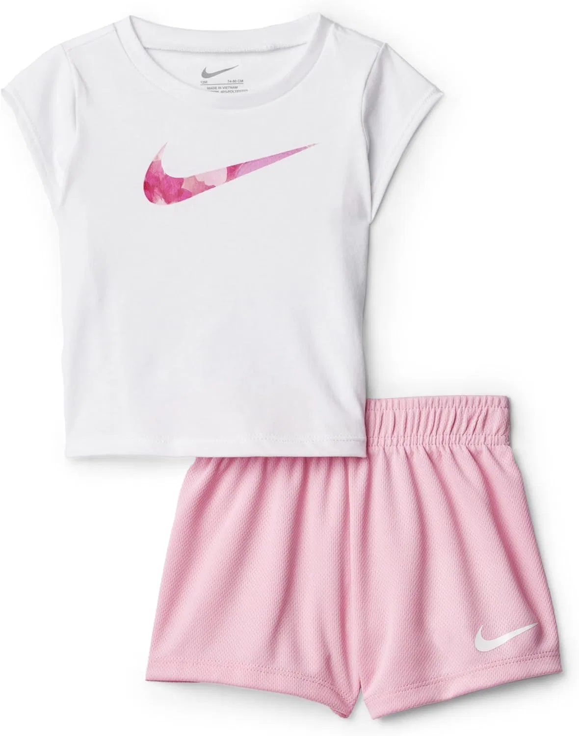 Детский комплект футболка и шорты Nike, белый/Medium Soft Pink