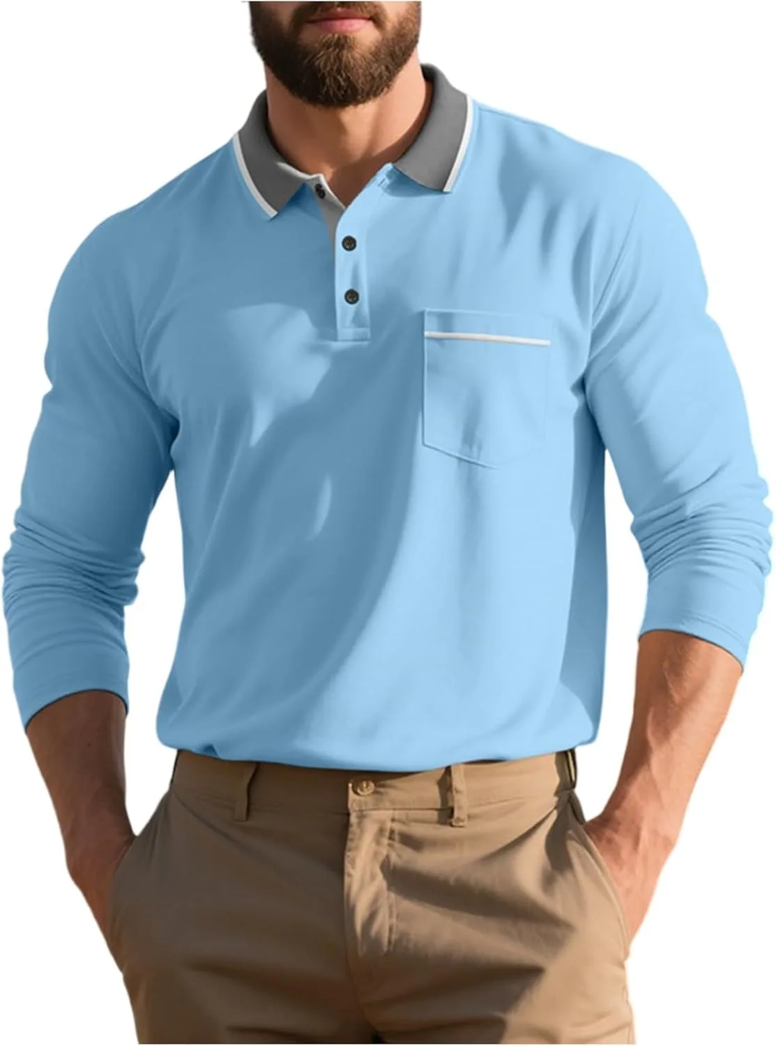 

Ymosrh мужская повседневная поло с длинным рукавом, цветной блок, S-3XL