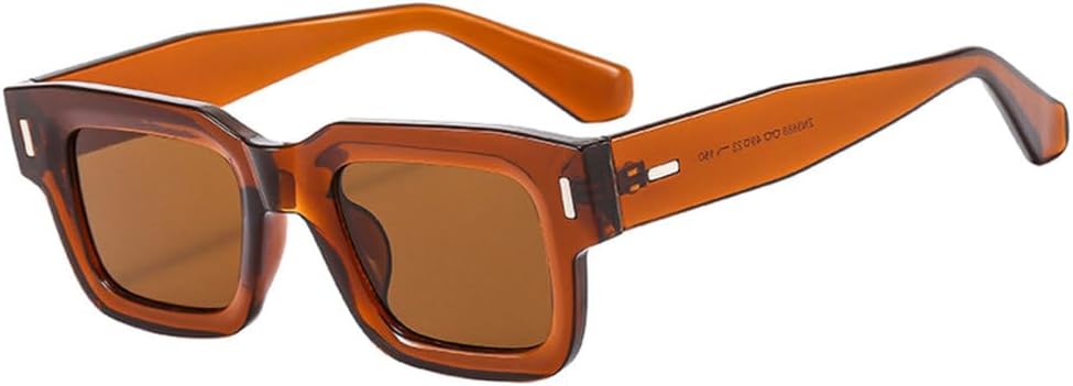 

Популярные модные квадратные солнцезащитные очки для женщин в стиле ретро с прозрачными линзами цвета океана, мужские солнцезащитные очки с защитой от УФ-излучения UV400 и заклепками generic, Tea Tea