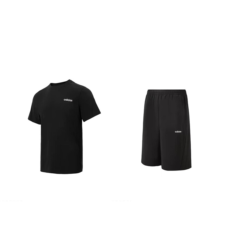 

Повседневный спортивный комплект унисекс черный топ и черные шорты Adidas, черный