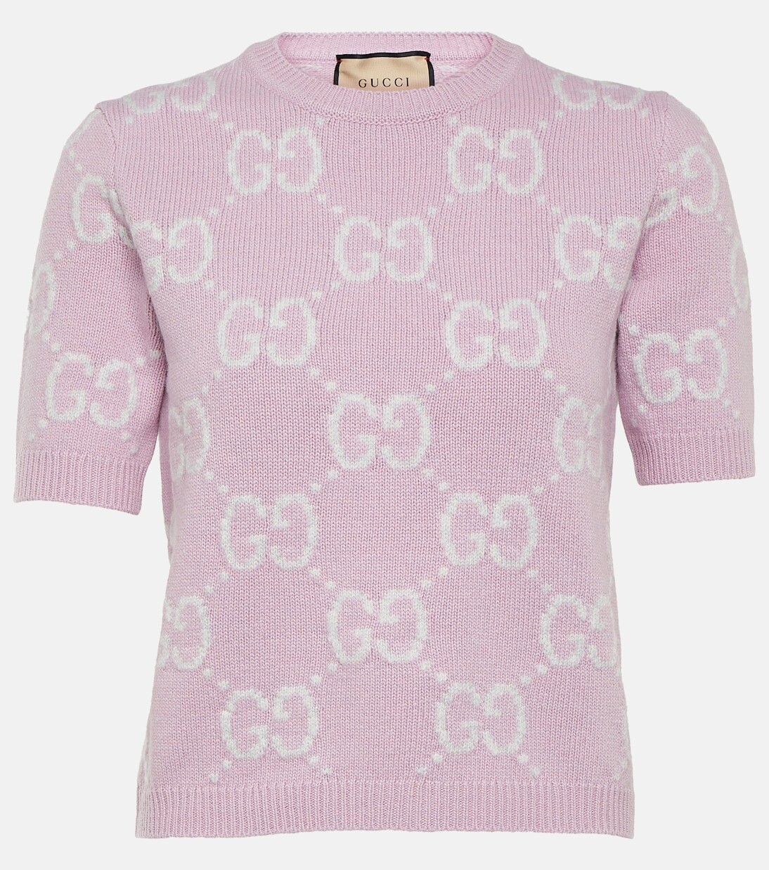

Шерстяной топ с узором gg Gucci, розовый