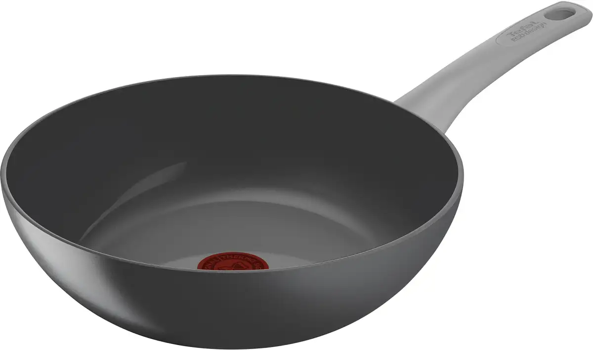 

Tefal Wok "Renew On", алюминий, (1 шт.), экологически чистый, переработанный, термосигнал, Ø 28 см, индукция Ø 28 см + высота 10,4 см, серый